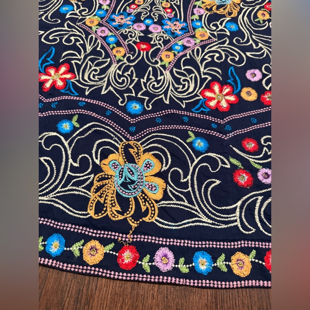 Anthropologie Maeve Womens Kira Navy Floral Embroidered Tunic Dress Size 0 - Picture 10 of 16